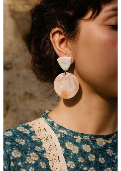 El Yapımı Meral Tasarım Küpe | Polimer Kil Vintage Küpe | Hafif ve Şık Bijuteri Küpe