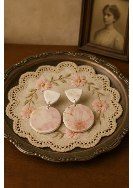 El Yapımı Meral Tasarım Küpe | Polimer Kil Vintage Küpe | Hafif ve Şık Bijuteri Küpe fiyatları