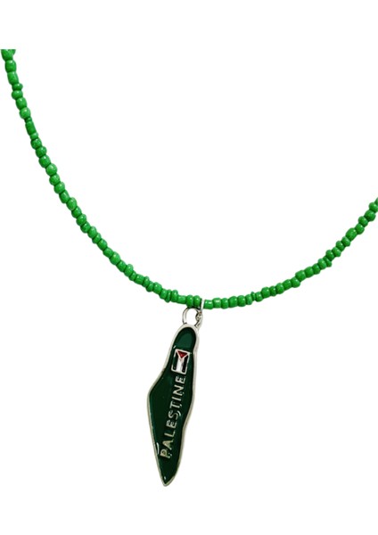 Yeşil Boncuklu El Yapımı Filistin Haritası Unisex Filistin Kolyesi 40 cm J300008 fiyatları