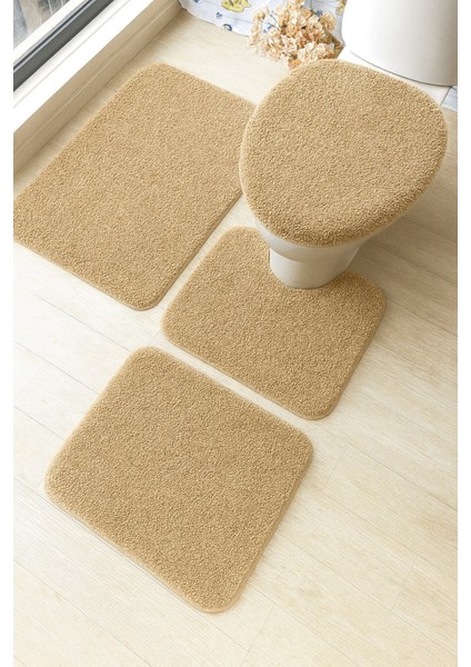 4 Parça Yıkanabilir Kaymaz Taban Banyo Paspas Seti Shaggy