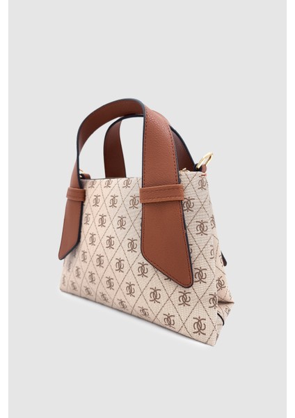 Aurly Asimetrik Askı Detaylı Monogram Çapraz Askılı El Çantası Vizon fiyatları