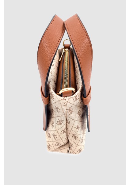 Aurly Asimetrik Askı Detaylı Monogram Çapraz Askılı El Çantası Vizon indirimleri