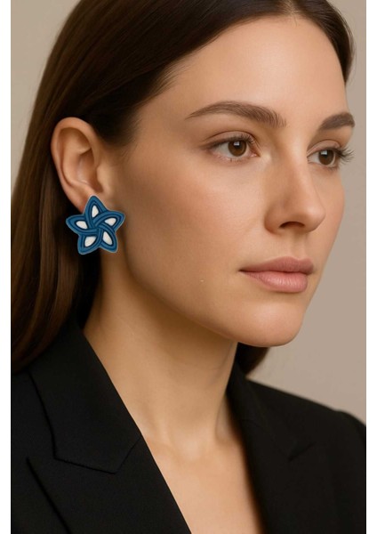 Maris- El Yapımı Maris Polimer Kil Tasarım Çiçek Küpe |modern Sanatsal