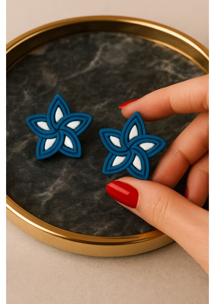 Maris- El Yapımı Maris Polimer Kil Tasarım Çiçek Küpe |modern Sanatsal fırsatları