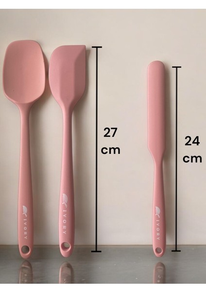 Isıya Dayanıklı Silikon Kevgir Kepçe Spatula Kaşık Seti (30-28-22-20 Cm) 13 Parça fırsatları