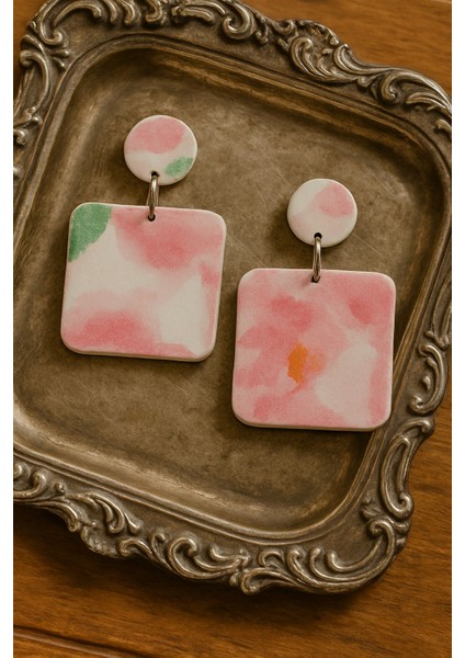 Nihal El Yapımı Tasarım Küpe | Polimer Kil Çiçekli Vintage Küpe | Hafif & Renkli fiyatları