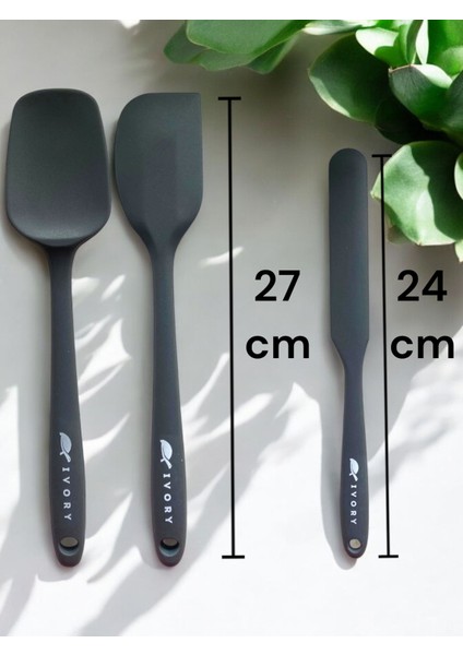 Isıya Dayanıklı Silikon Kevgir Kepçe Spatula Kaşık Seti (30-28-22-20 Cm) 13 Parça modelleri
