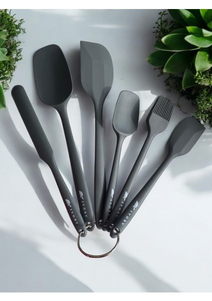 Isıya Dayanıklı Silikon Kevgir Kepçe Spatula Kaşık Seti (30-28-22-20 Cm) 13 Parça fırsatları