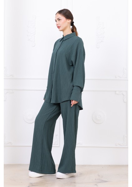 Gofre Kadın Gömlek Pantolon Ikili Takım fiyatları