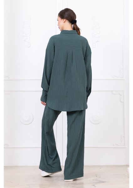 Gofre Kadın Gömlek Pantolon Ikili Takım fırsatları