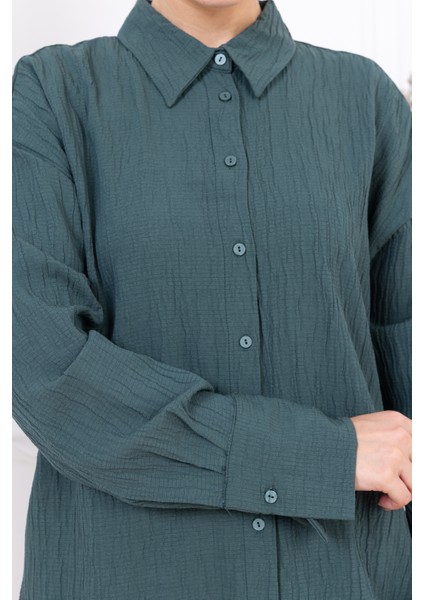 Gofre Kadın Gömlek Pantolon Ikili Takım