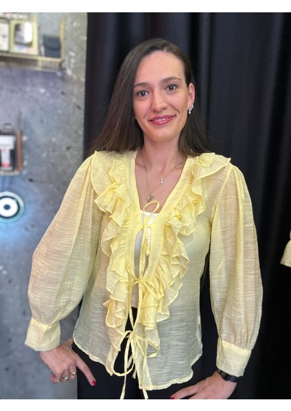 Sarı Şifonpremium Gömlek