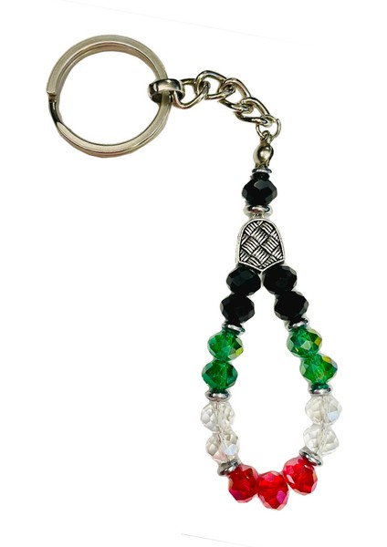 Filistin Bayrak Renkli Kristal Taşlı El Yapımı Anahtarlık Ünisex A300052 fiyatları