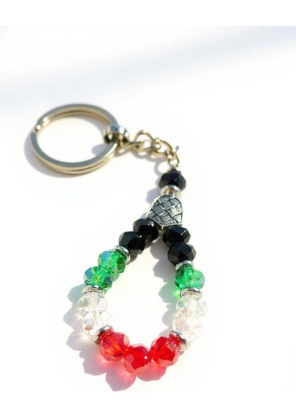 Filistin Bayrak Renkli Kristal Taşlı El Yapımı Anahtarlık Ünisex A300052 modelleri