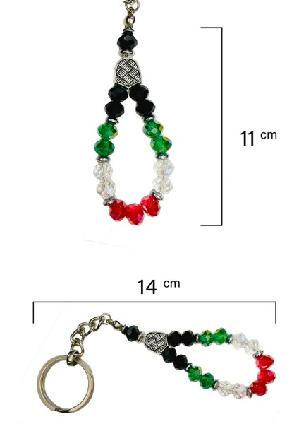 Filistin Bayrak Renkli Kristal Taşlı El Yapımı Anahtarlık Ünisex A300052 fırsatları