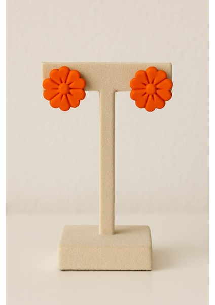 Mandarina-El Yapımı Turuncu Çiçek Tasarımlı Polimer Kil Küpe | Minimal ve Neşeli Stil fırsatları