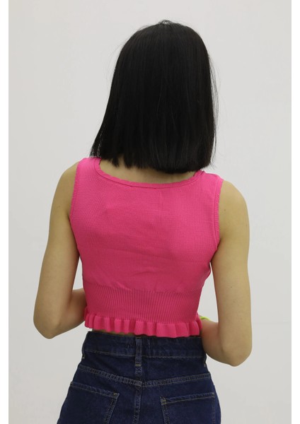 Bel Lastikli Triko Bluz Fuşya - P-019708 fiyatları