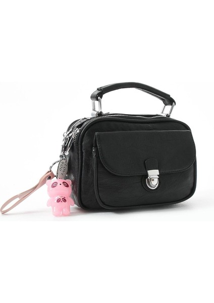 İki Fonksiyonlu Metal Basmalı Suni Deri Omuz, El Çantası Siyah (Model: 571-13-17H) fırsatları