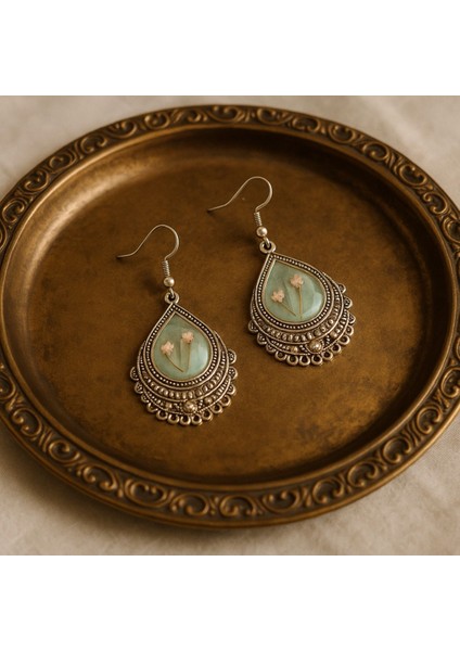 Elena Vintage Reçine & Kuru Çiçekli El Yapımı Küpe