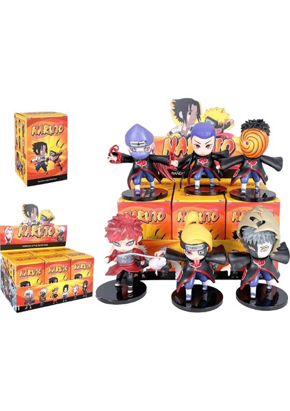 Naruto Sasuke Kakashi Gaara Ferret Anime Kör Kutu Karakter Pvc Figür Koleksiyonu Model Masaüstü Süs Noel Hediyesi Renk: 6 Adet Set Mianju (Yurt Dışından)