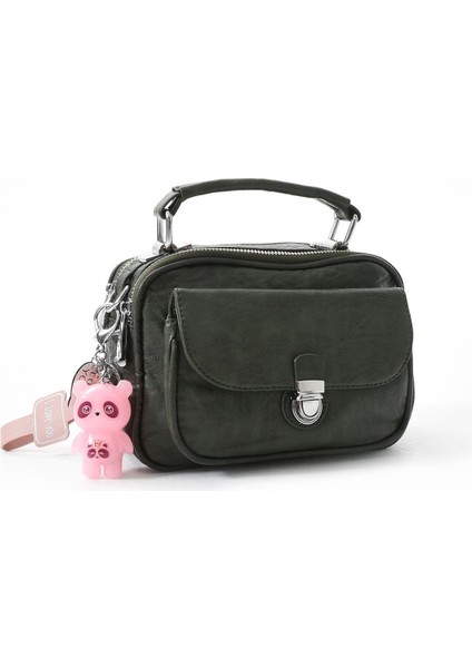 İki Fonksiyonlu Metal Basmalı Suni Deri Omuz, El Çantası Yeşil (Model: 571-13-17H) fırsatları