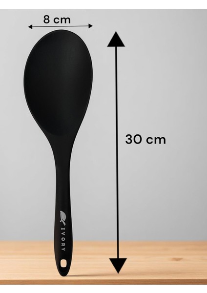 Isıya Dayanıklı Silikon Kevgir Kepçe Spatula Kaşık Seti (30-28-22-20 Cm) 13 Parça indirimleri