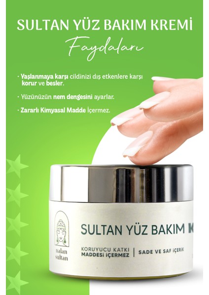 | Sultan Yüz Bakım Kremi, E vitaminli, Yaşlanma Karşıtı, Nem Dengeleyici, %100 Natural (50 ml) fiyatları