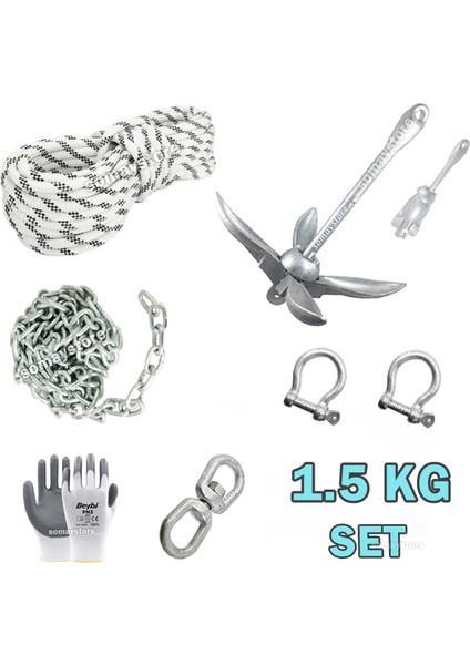 Marine Tekne ve Şişme Bot Için Hazır Çapa Seti 1.5KG Şemsiye Çapalı