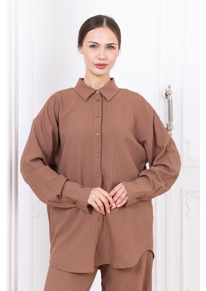 Gofre Kadın Gömlek Pantolon Ikili Takım fiyatları