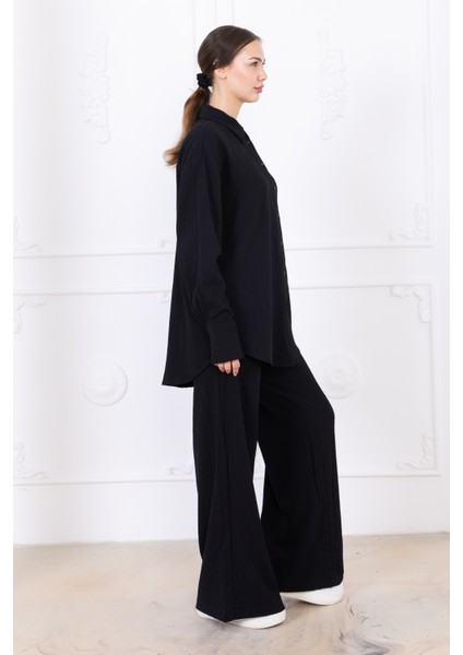 Gofre Kadın Gömlek Pantolon Ikili Takım fırsatları