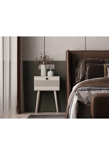 Melura Komodin %100 Mdf Lake Boyalı Ahşap Ayak