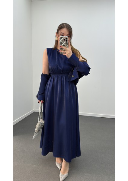 Felicia Lacivert Premium Elbise ve Ceket Takımı modelleri