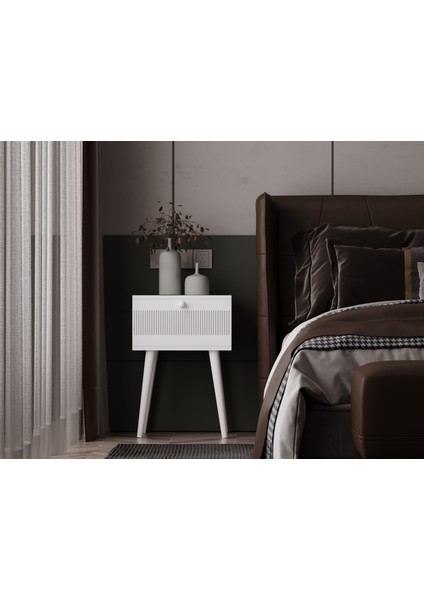 Melura Komodin %100 Mdf Lake Boyalı Ahşap Ayak