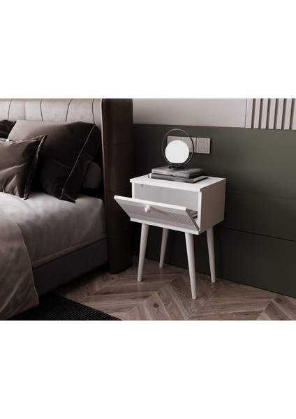 Melura Komodin %100 Mdf Lake Boyalı Ahşap Ayak modelleri