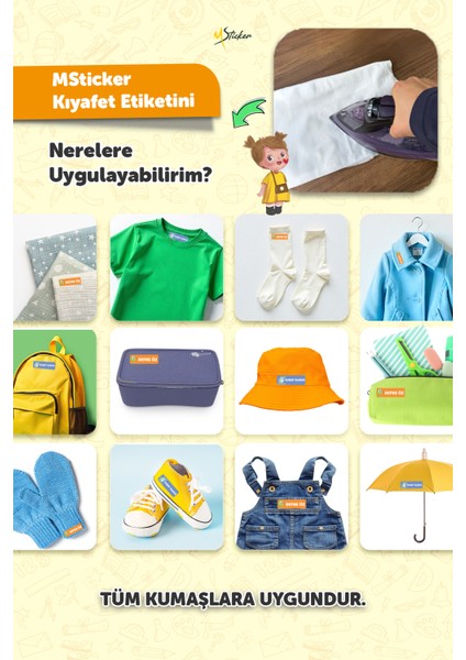 Kıyafet Etiketi - Okul Kıyafetlerine Kişiye Özel 30 Saniyede Kolay Uygulama Yıkanabilir Hayvan Figür fırsatları