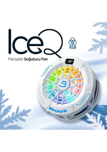 Iceq | Telefon Soğutucu | Magsafe & Klips | Rgb LED Ekranlı 3 Kademe Sessiz Fan