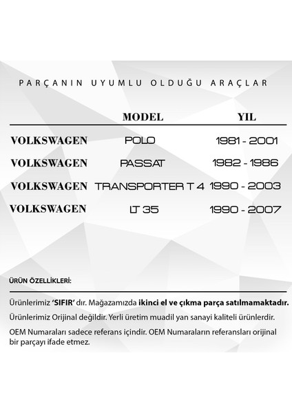 Volkswagen T4, LT35, Polo, Passat için Yağ Soğutucu Contası modelleri