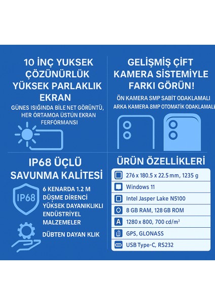 Winpad P04 10.1 İnç Ekran Intel N5100 İşlemci 8gb 128GB Win11 Pro Rugged Tablet PC fırsatları