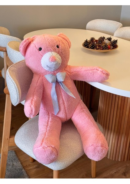 Papyonlu Pembe Dev Büyük Peluş Ayıcık 80CM Sevgililer Günü Özel Ayıcık, Hediyelik Ayı