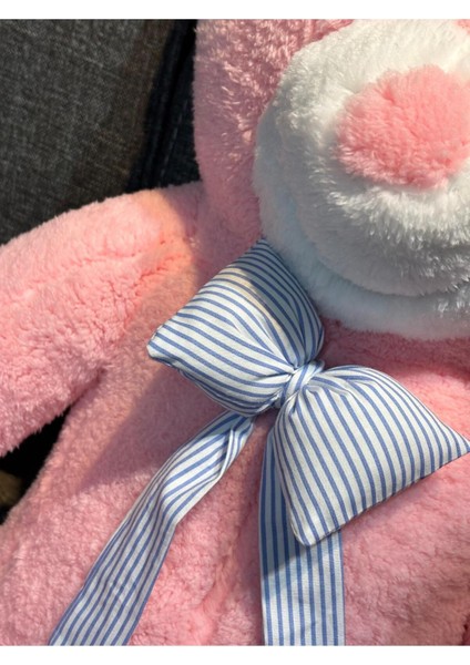 Papyonlu Pembe Dev Büyük Peluş Ayıcık 80CM Sevgililer Günü Özel Ayıcık, Hediyelik Ayı