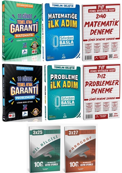 Arı + Paraf 2026 Matematik Problem 0 Dan Başla + Deneme + Anla Kazan Deneme 8 Li Set
