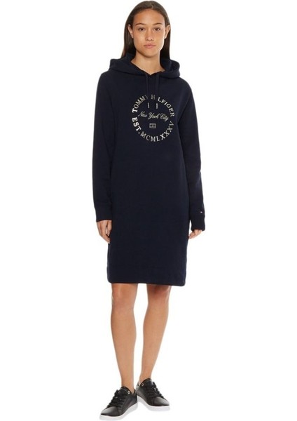 Baskı Kapşonlu Pamuklu Elbise modelleri