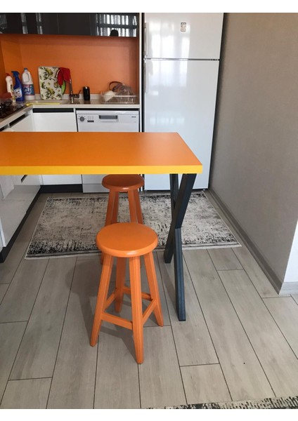 Taburecity-Ahşap Turuncu Renk Tabure -80 cm -1 Adet modelleri