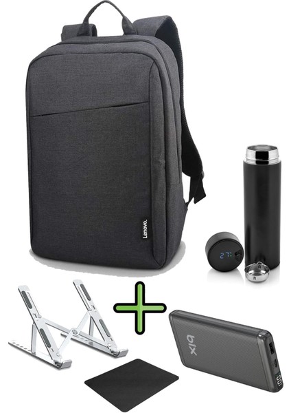 Sırt Çantası 15.6 Inç B210 Laptop Çantası, Hızlı Powerbank, Termos, Laptop Standı, Mousepad 5'li Set