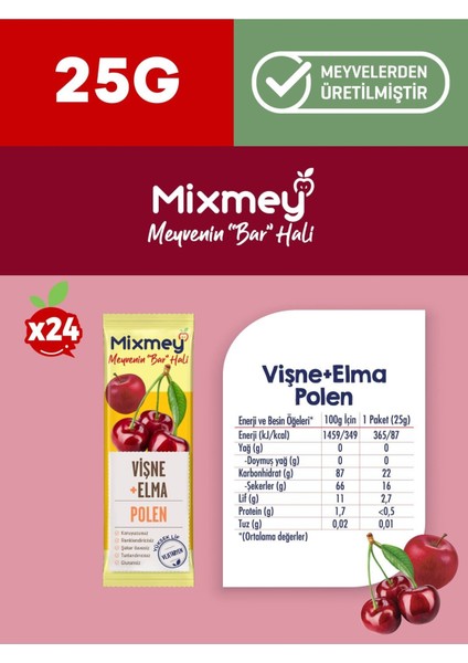 Bee Vişne Ve Polen Meyve Bar 24 Adet | Glutensiz Vejetaryen Bar - 25gr X 24 Adet modelleri