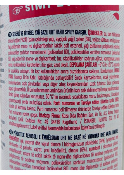 Şekerli Yağlı Sprey Krem Şanti̇ 12 x 250 gr fırsatları