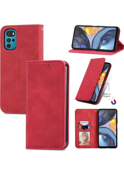 Moto G22 Basit Iş Fermuar Deri Kılıf Kordon Cüzdan Için Kılıf (Yurt Dışından)