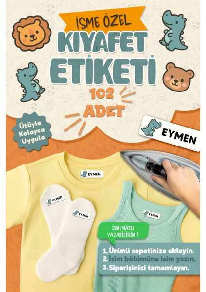 Kıyafet Etiketi - Okul Kıyafetlerine Kişiye Özel 30 Saniyede Kolay Uygulama Yıkanabilir Hayvan Figür