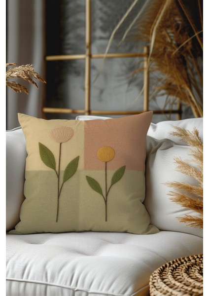 2’li Nakış Desenli, Çift Taraflı Baskı, Dekoratif Kırlent Kılıfı Seti – Bohem Stil, Fermuarlı modelleri