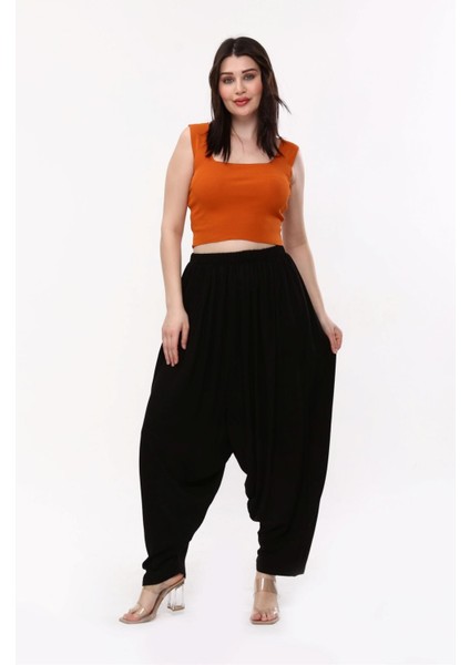 Viskon Kumaş Siyah Belmando Kadın Şalvar